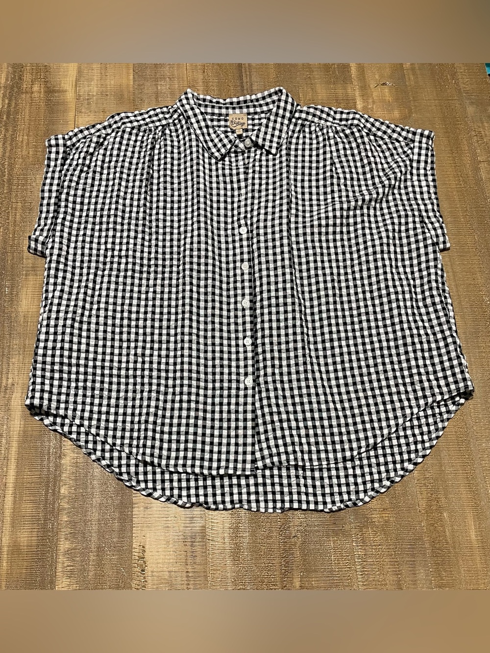 Como Vintage Black & White Gingham Button-Up Shirt